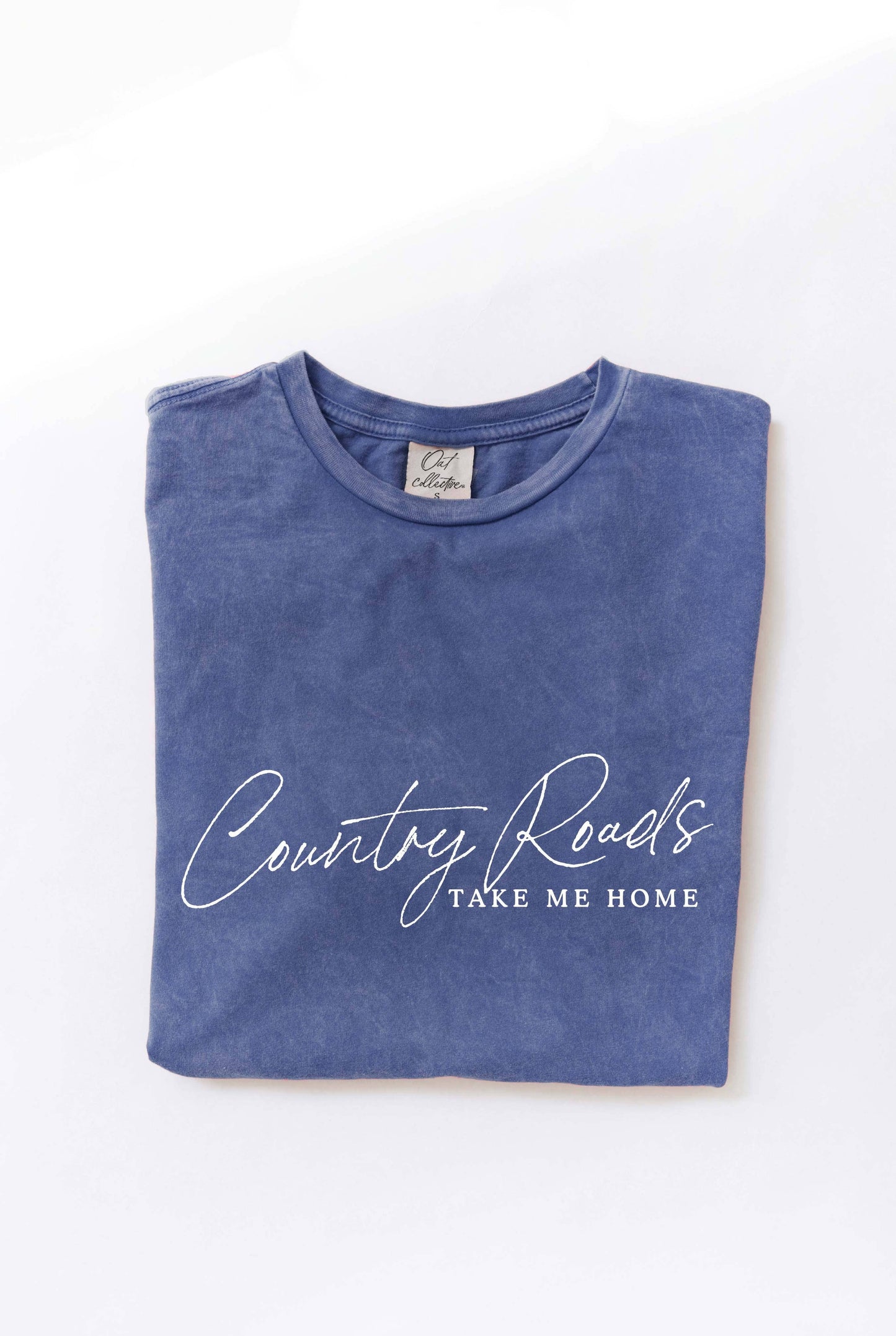 COUNTRY ROADS TAKE ME HOME  Mineral Washed Graphic Top: GOLDEN / Small